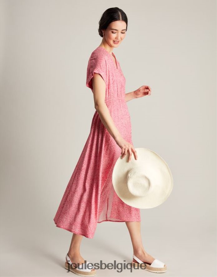 tache de saule rose vif robe abigail col v femmes vêtements Joules ND0H6T96