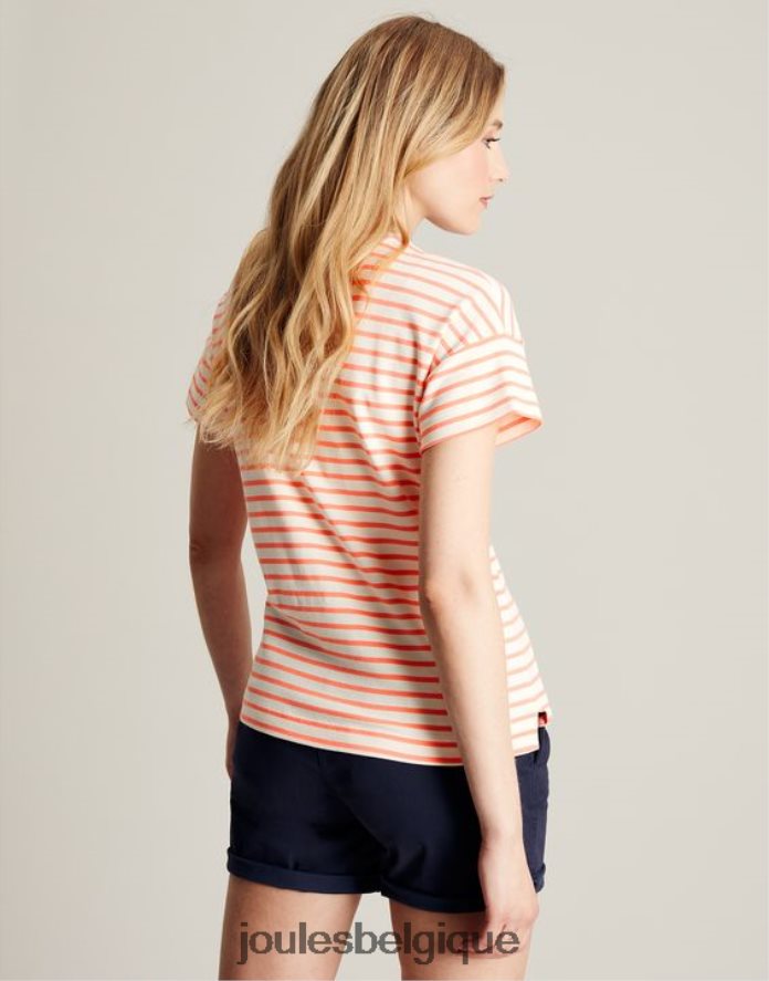 bande rose macey - t-shirt rayé à manches courtes femmes vêtements Joules ND0H6T33