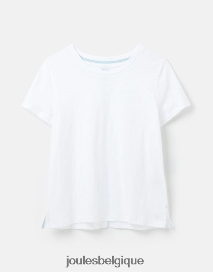 blanc brillant t-shirt ras du cou classique uni carley femmes vêtements Joules ND0H6T103