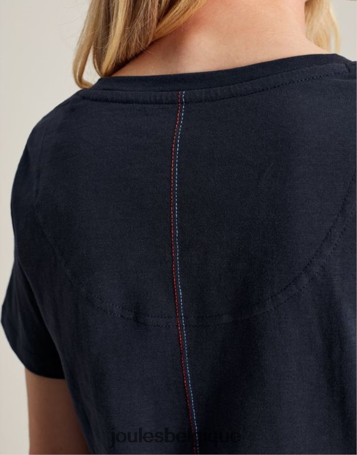 marine française t-shirt celina uni à col en V femmes vêtements Joules ND0H6T77