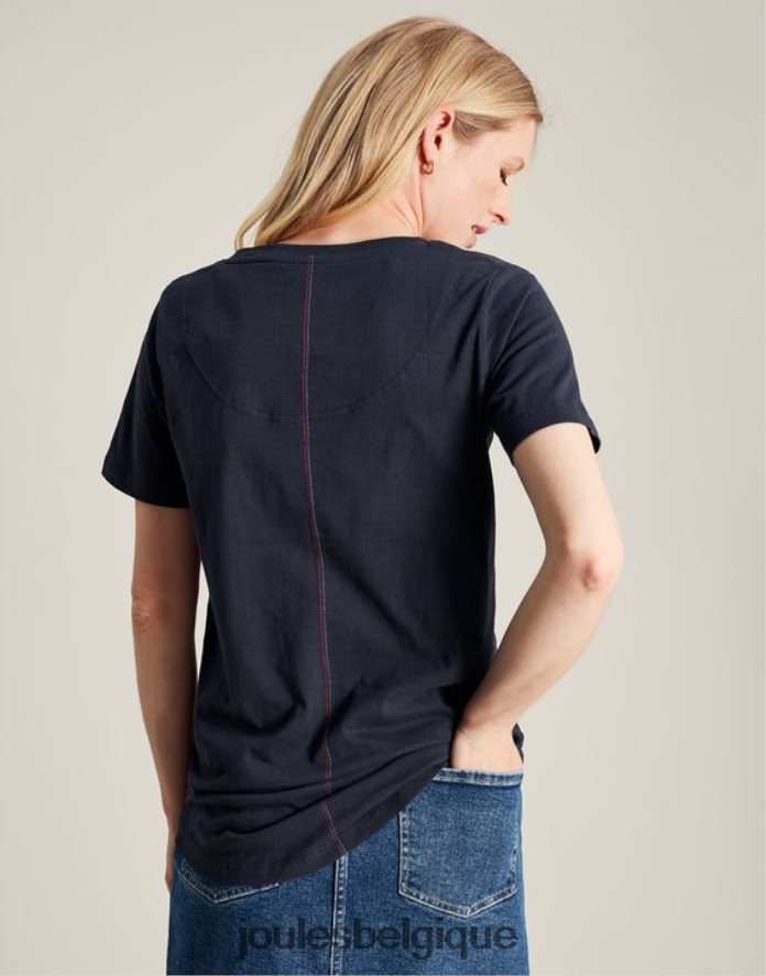 marine française t-shirt celina uni à col en V femmes vêtements Joules ND0H6T77