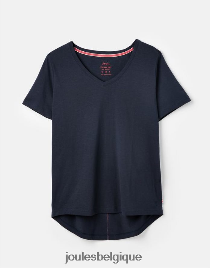 marine française t-shirt celina uni à col en V femmes vêtements Joules ND0H6T77