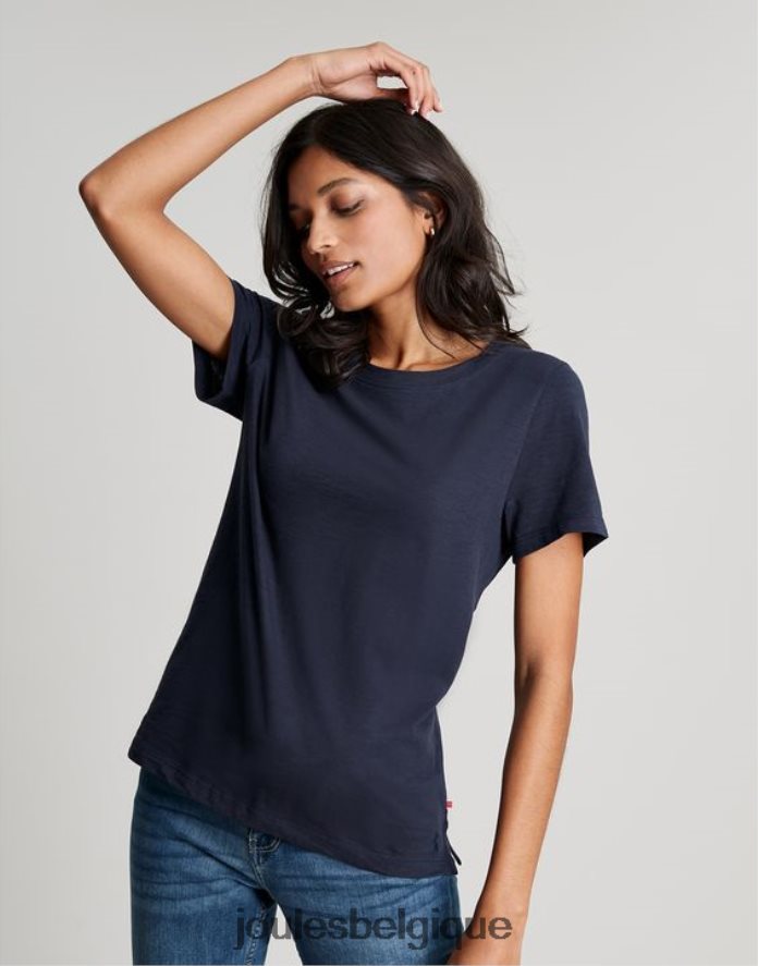 marine française t-shirt ras du cou classique uni carley femmes vêtements Joules ND0H6T76