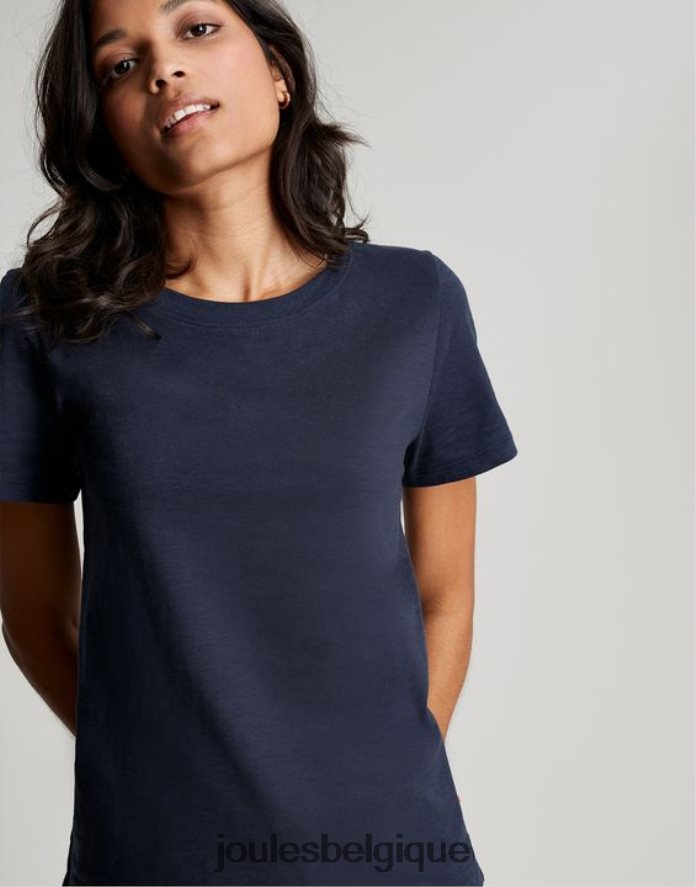 marine française t-shirt ras du cou classique uni carley femmes vêtements Joules ND0H6T76