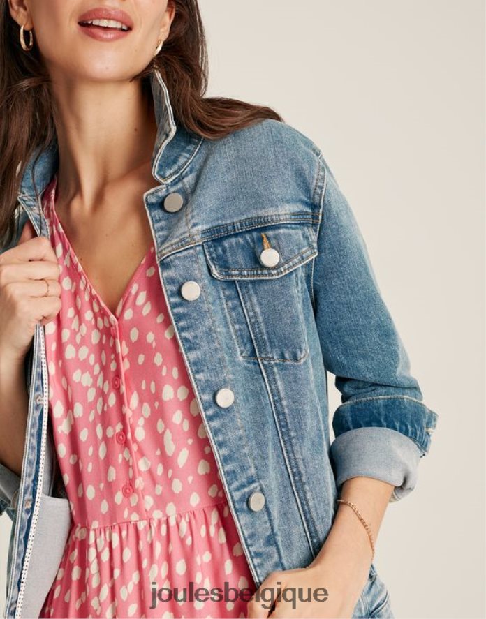 bleu clair veste en jean décontractée arkley femmes vêtements Joules ND0H6T24