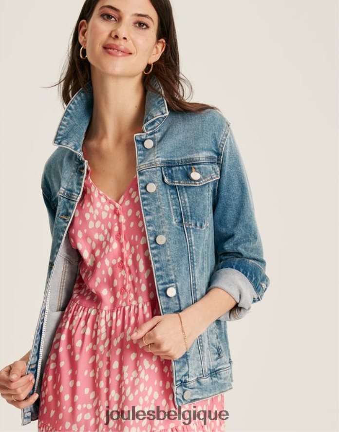 bleu clair veste en jean décontractée arkley femmes vêtements Joules ND0H6T24