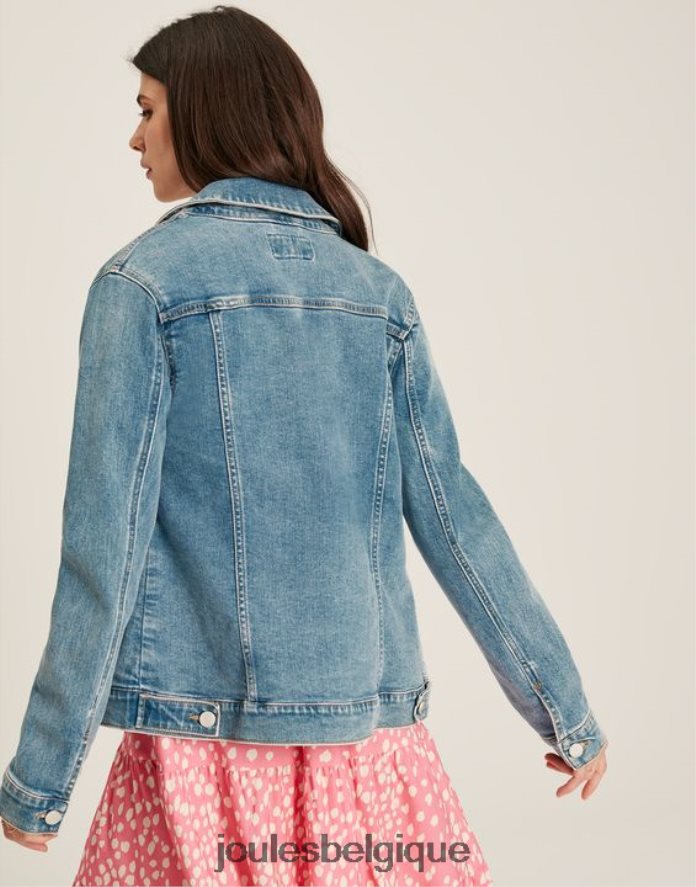 bleu clair veste en jean décontractée arkley femmes vêtements Joules ND0H6T24