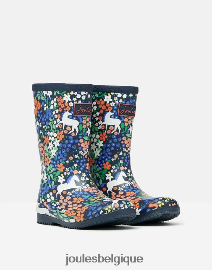 chevaux de la marine bottes de pluie souples à enrouler et imprimées filles chaussure Joules ND0H6T331
