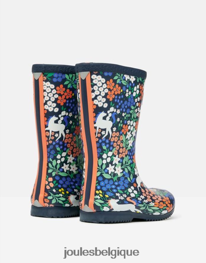 chevaux de la marine bottes de pluie souples à enrouler et imprimées filles chaussure Joules ND0H6T331