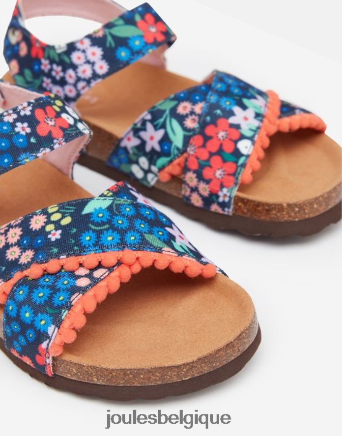 petite pierre précieuse bleue tessie - sandales à brides multiples et velcro filles chaussure Joules ND0H6T332
