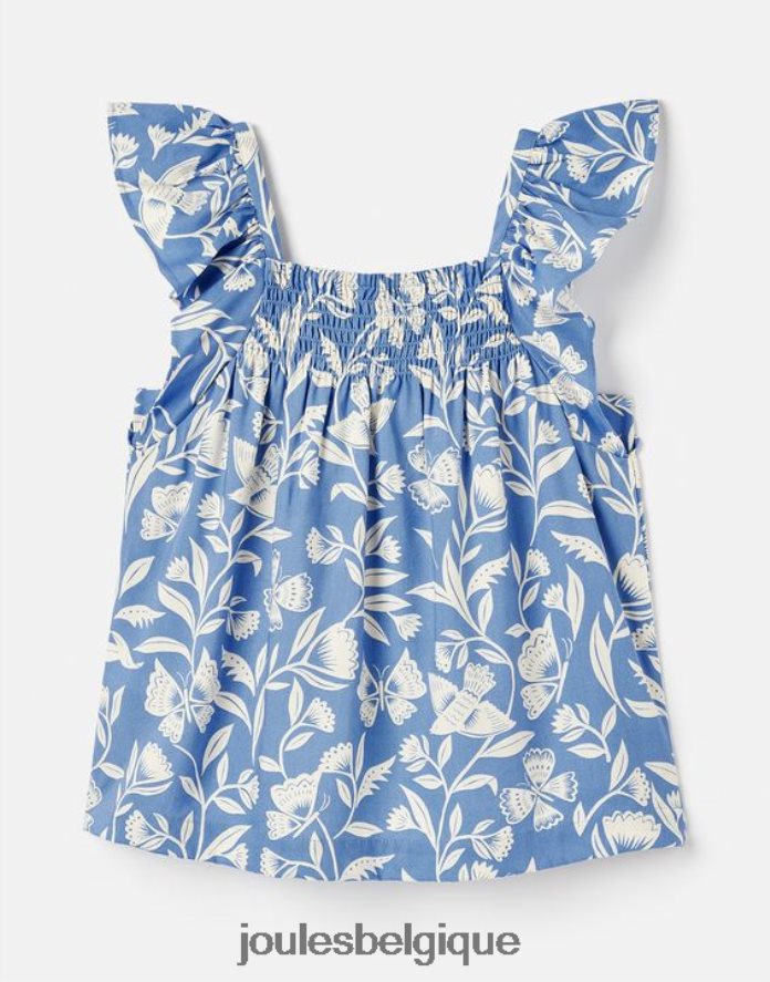 papillon bleu nicola top froncé 5-12 ans filles vêtements Joules ND0H6T271