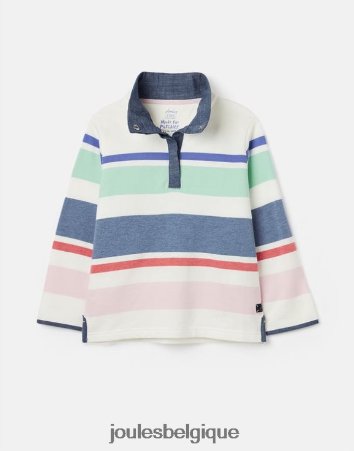 crème multi-rayures sweat col cheminée rayures saunton 2-12 ans filles vêtements Joules ND0H6T320