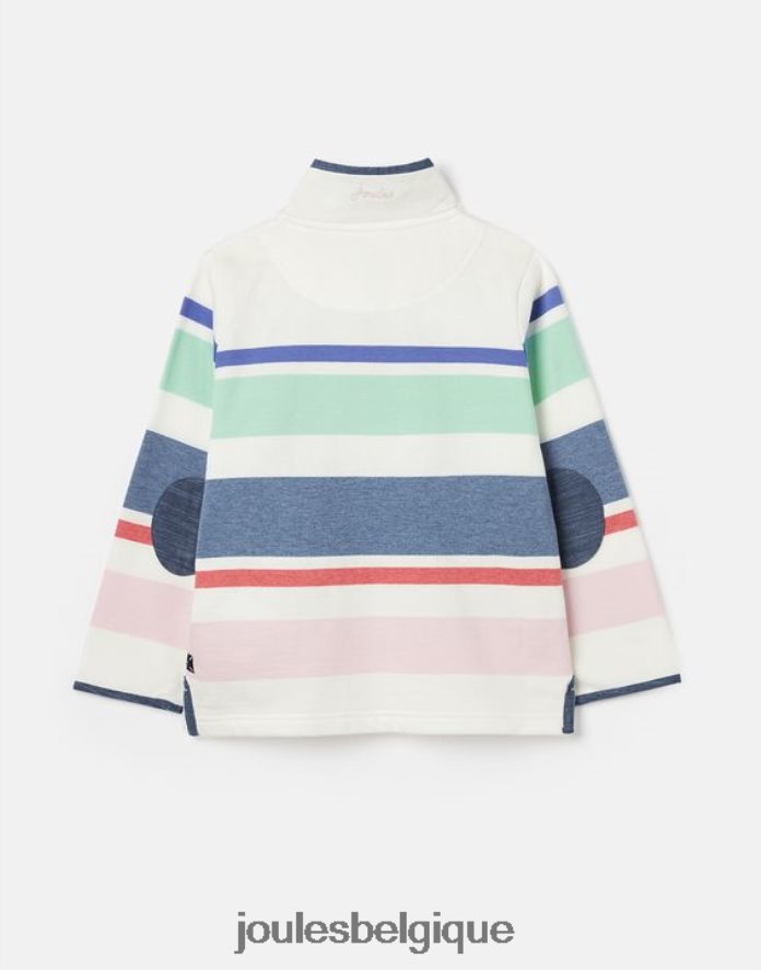 crème multi-rayures sweat col cheminée rayures saunton 2-12 ans filles vêtements Joules ND0H6T320