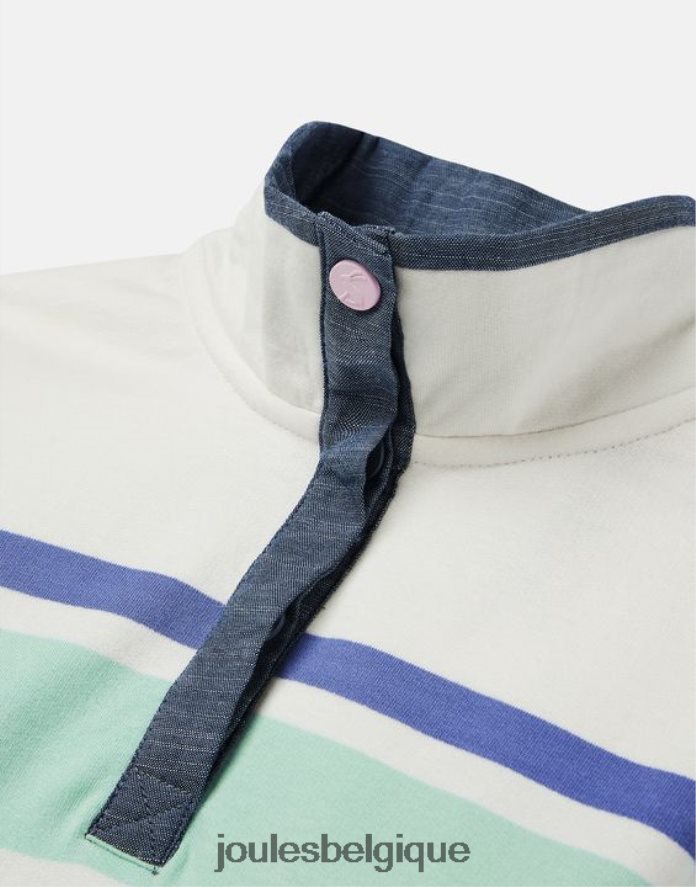 crème multi-rayures sweat col cheminée rayures saunton 2-12 ans filles vêtements Joules ND0H6T320