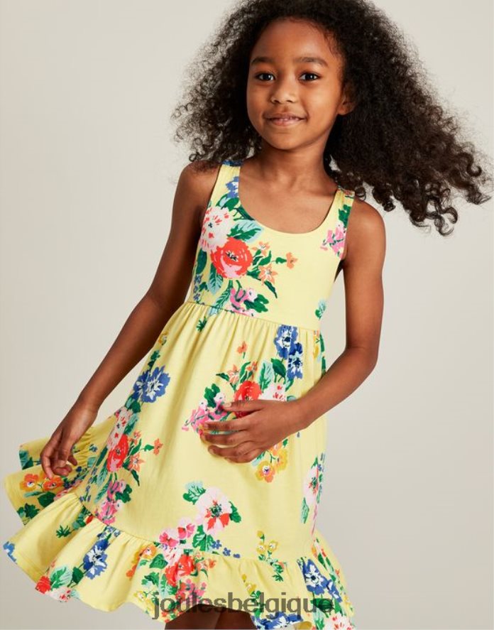 jaune pastel robe en jersey à volants juno 2-12 ans filles vêtements Joules ND0H6T285