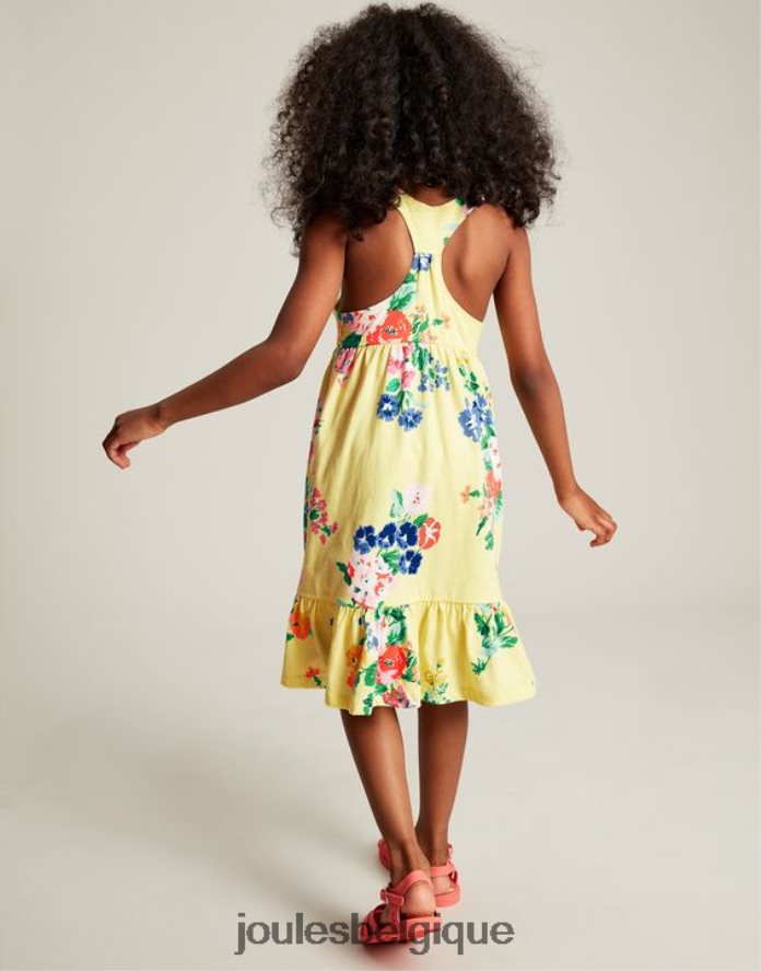 jaune pastel robe en jersey à volants juno 2-12 ans filles vêtements Joules ND0H6T285
