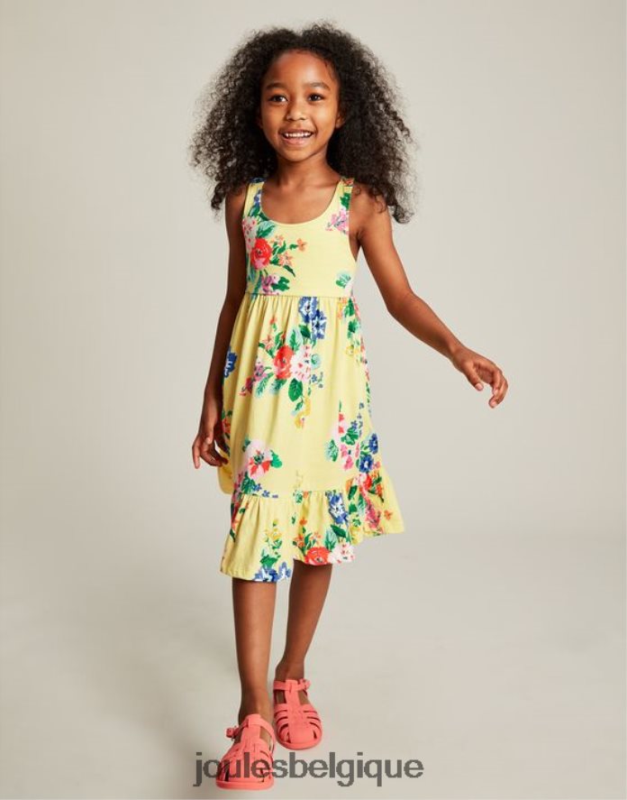 jaune pastel robe en jersey à volants juno 2-12 ans filles vêtements Joules ND0H6T285