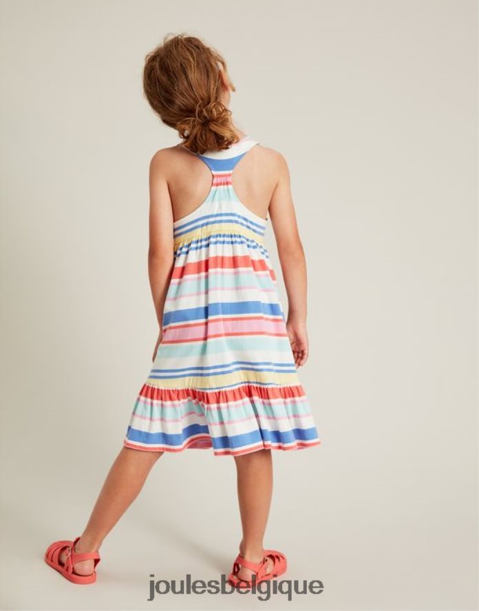 multi-rayures robe en jersey à volants juno 2-12 ans filles vêtements Joules ND0H6T313