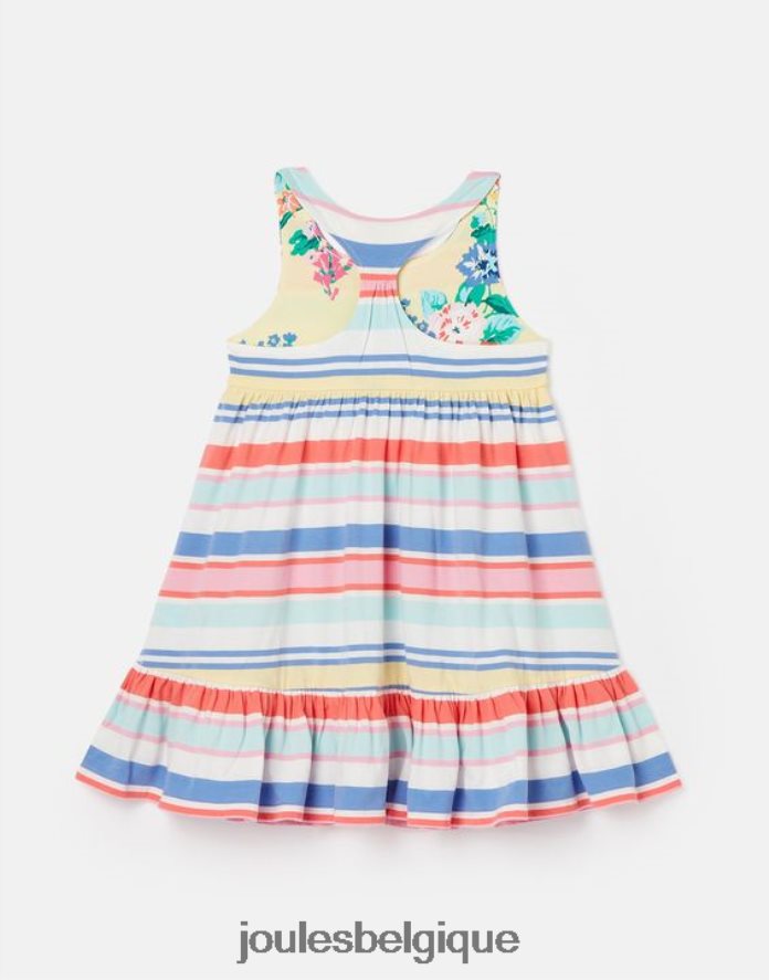 multi-rayures robe en jersey à volants juno 2-12 ans filles vêtements Joules ND0H6T313
