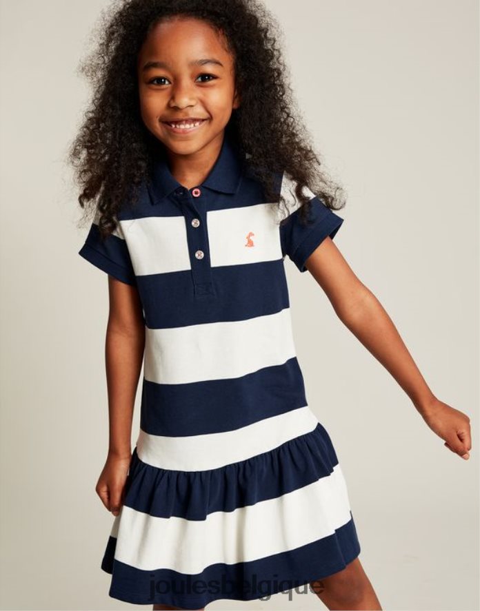 rayure crème marine robe polo manches courtes orla 2-12 ans filles vêtements Joules ND0H6T310
