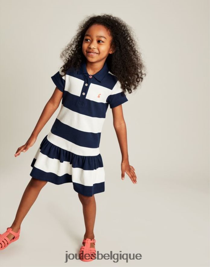 rayure crème marine robe polo manches courtes orla 2-12 ans filles vêtements Joules ND0H6T310