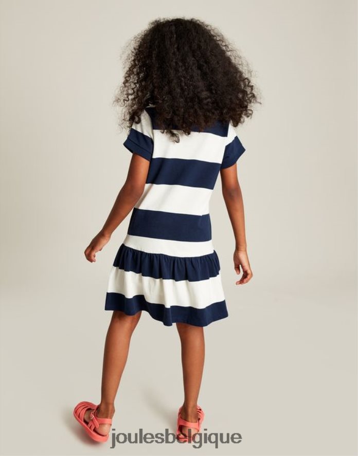 rayure crème marine robe polo manches courtes orla 2-12 ans filles vêtements Joules ND0H6T310