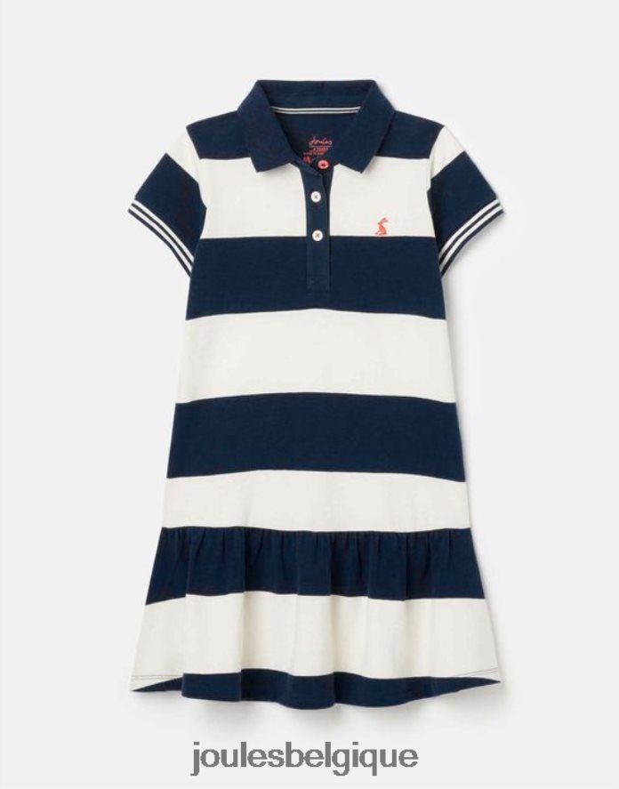 rayure crème marine robe polo manches courtes orla 2-12 ans filles vêtements Joules ND0H6T310