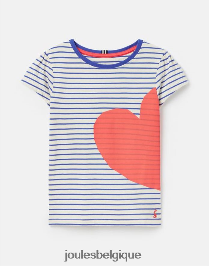 bande de coeur rouge t-shirt sérigraphié manches courtes pixie 2-12 ans filles vêtements Joules ND0H6T265