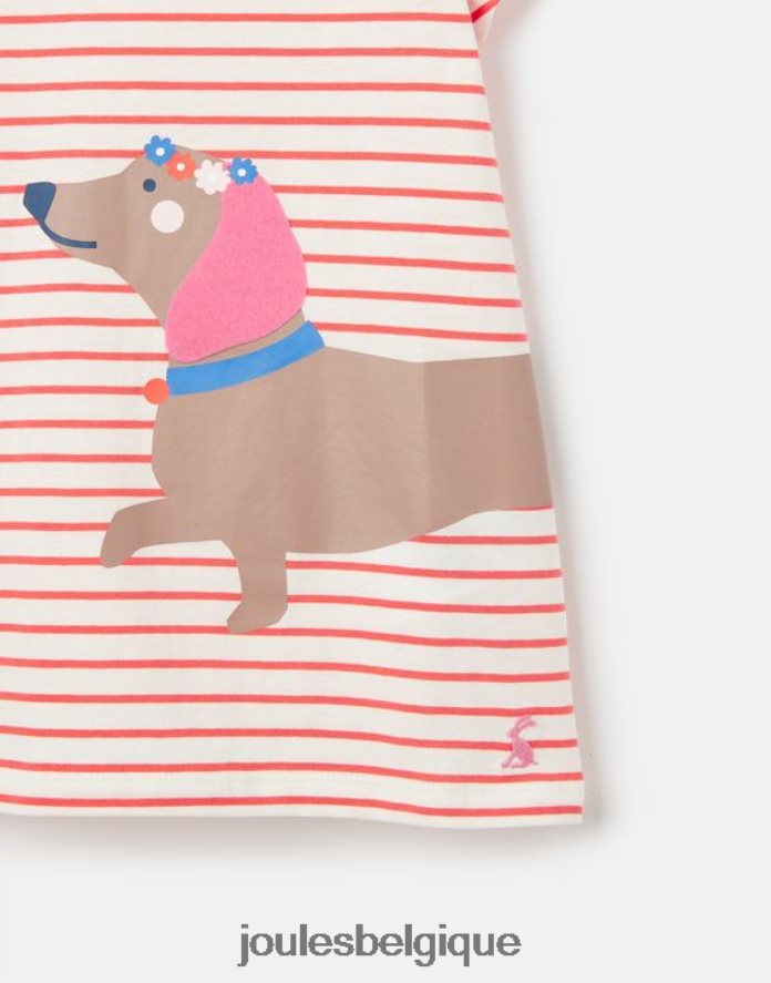 chien à rayures t-shirt sérigraphie lutin 2-12 ans filles vêtements Joules ND0H6T259
