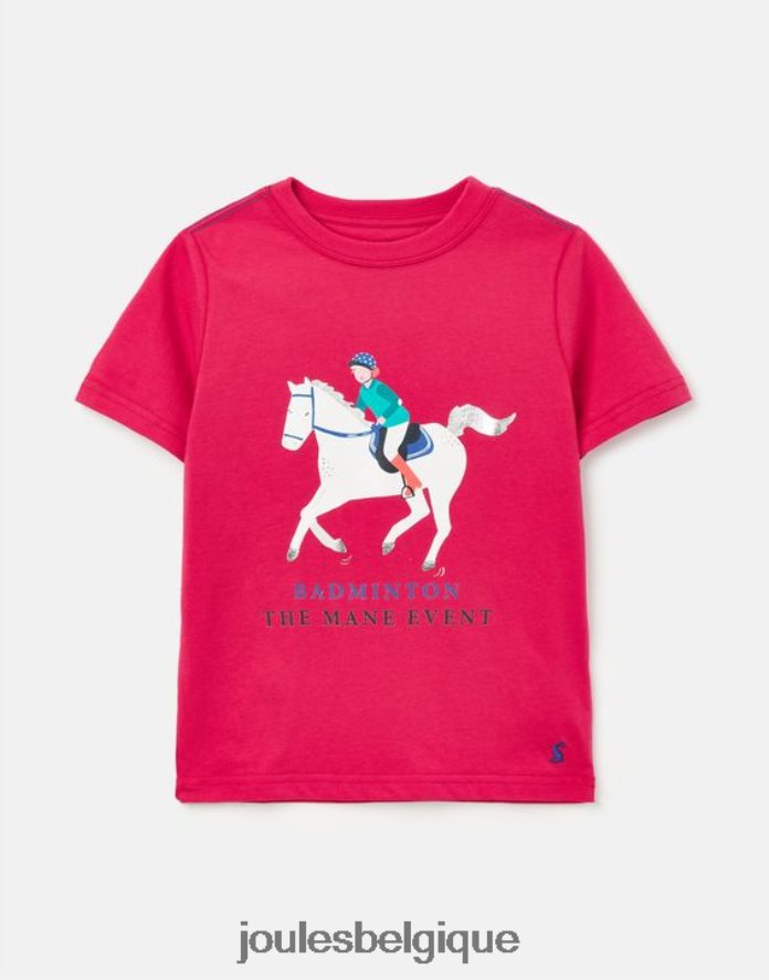 framboise profonde t-shirt unisexe à manches courtes de badminton pour enfants 2-12 ans filles vêtements Joules ND0H6T284