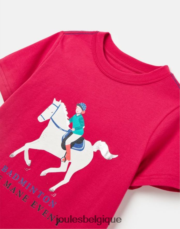 framboise profonde t-shirt unisexe à manches courtes de badminton pour enfants 2-12 ans filles vêtements Joules ND0H6T284