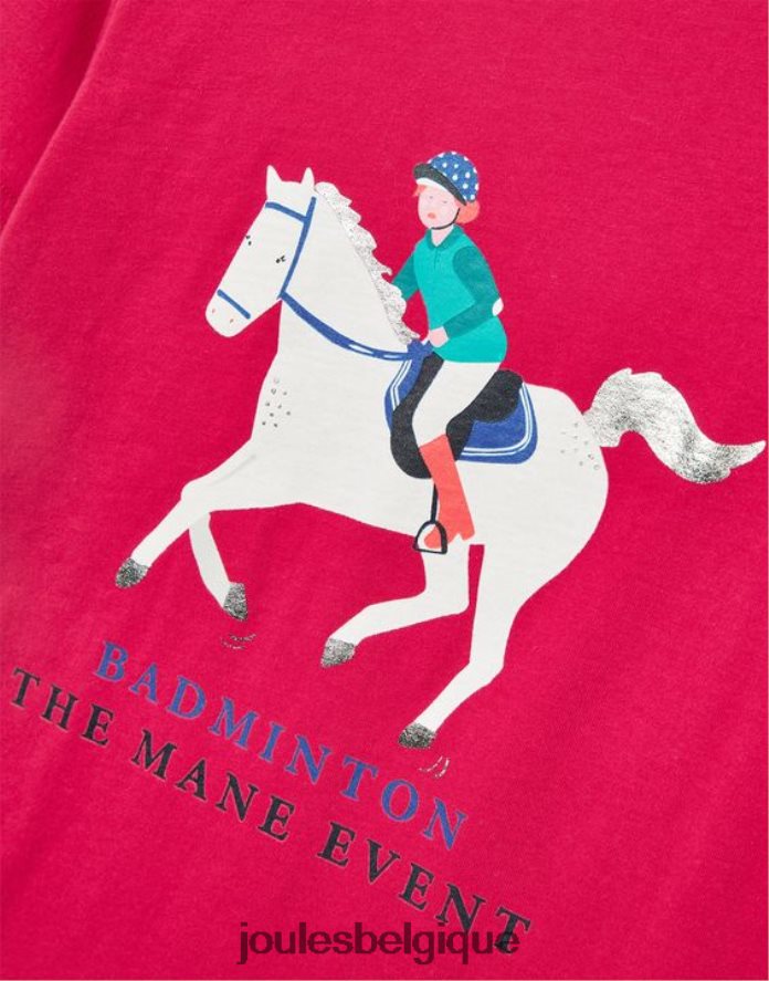framboise profonde t-shirt unisexe à manches courtes de badminton pour enfants 2-12 ans filles vêtements Joules ND0H6T284