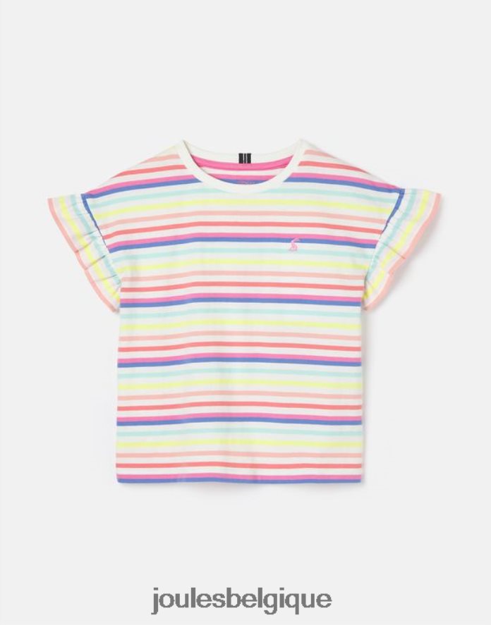 multi-rayures frillside t-shirt manches courtes à volants 2-12 ans filles vêtements Joules ND0H6T258