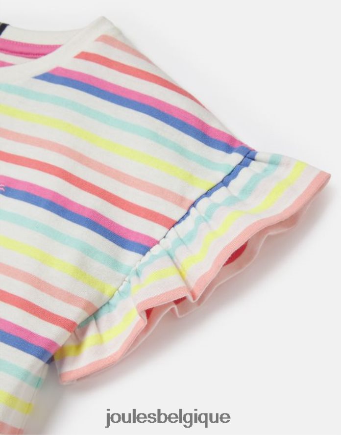 multi-rayures frillside t-shirt manches courtes à volants 2-12 ans filles vêtements Joules ND0H6T258