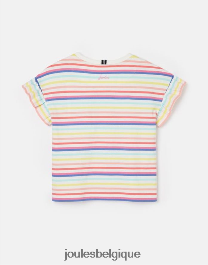 multi-rayures frillside t-shirt manches courtes à volants 2-12 ans filles vêtements Joules ND0H6T258