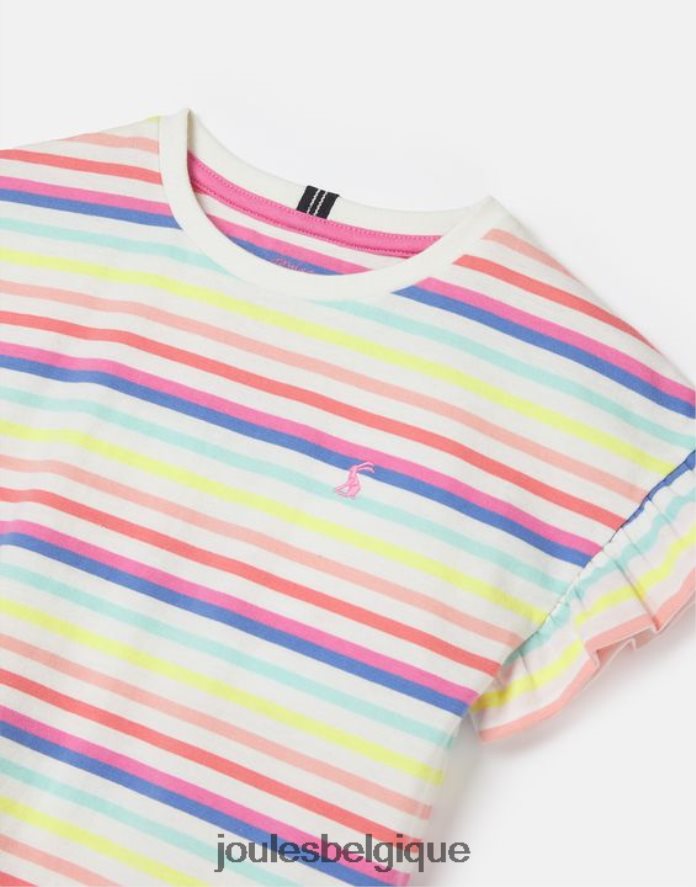 multi-rayures frillside t-shirt manches courtes à volants 2-12 ans filles vêtements Joules ND0H6T258
