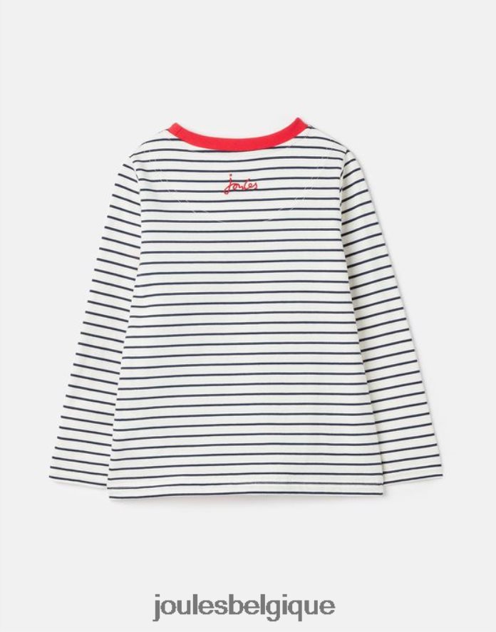rayure cheval marine t-shirt burghley manche longue 2-12 ans filles vêtements Joules ND0H6T287