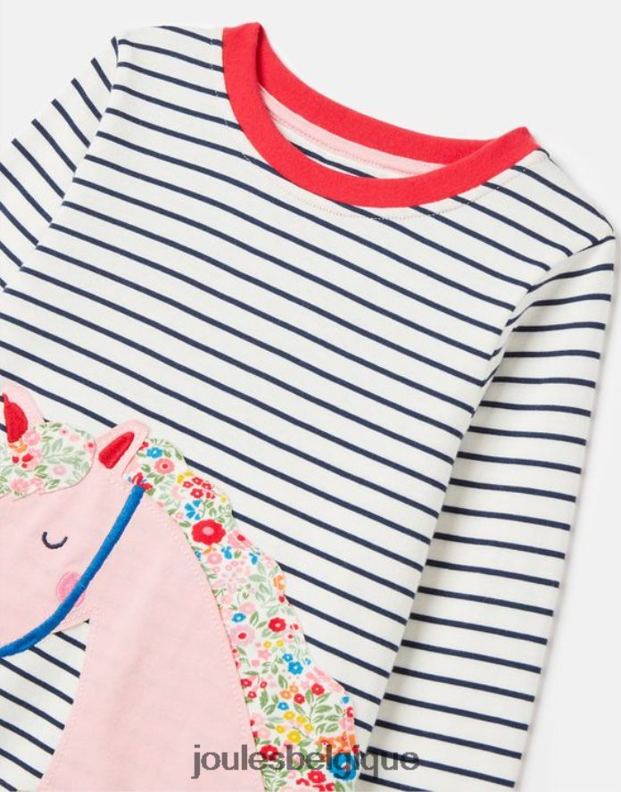 rayure cheval marine t-shirt burghley manche longue 2-12 ans filles vêtements Joules ND0H6T287
