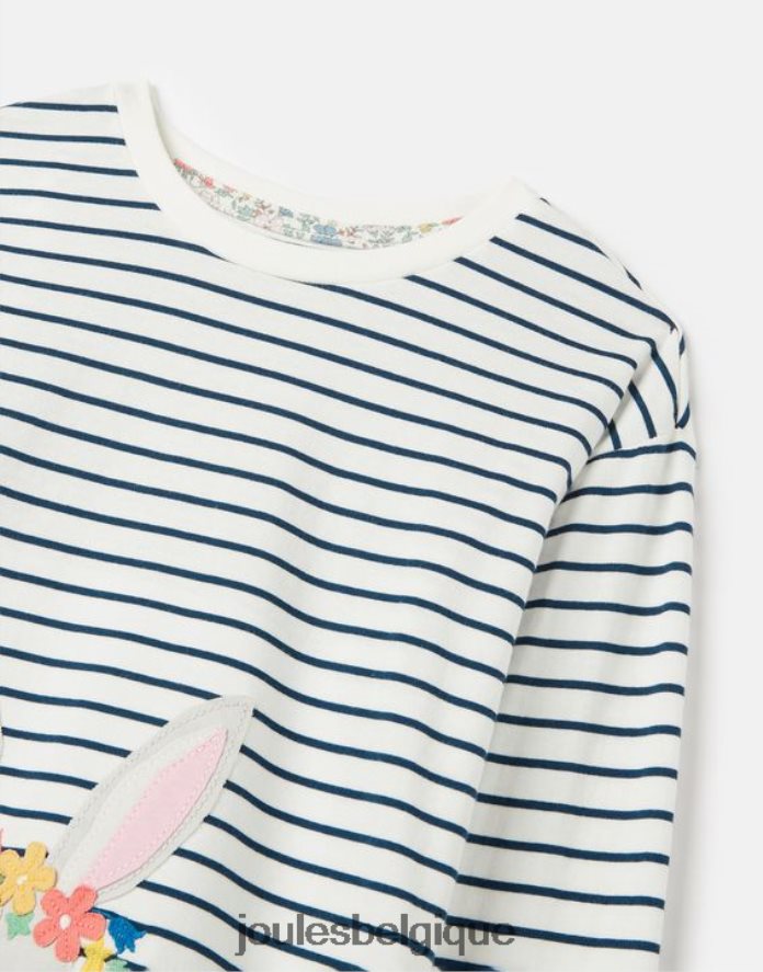 rayure marine crème ava t-shirt manches longues 2-12 ans filles vêtements Joules ND0H6T281
