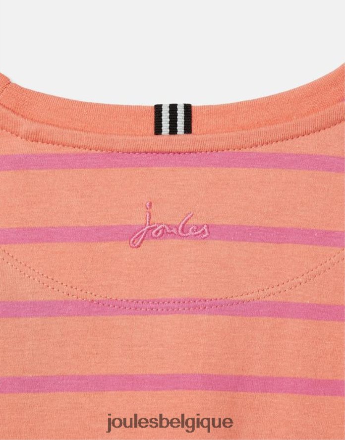 rayure pêche frillside t-shirt manches courtes à volants 2-12 ans filles vêtements Joules ND0H6T297