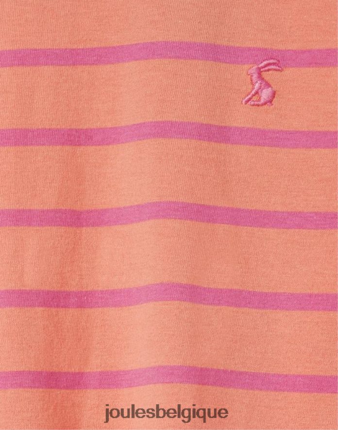rayure pêche frillside t-shirt manches courtes à volants 2-12 ans filles vêtements Joules ND0H6T297