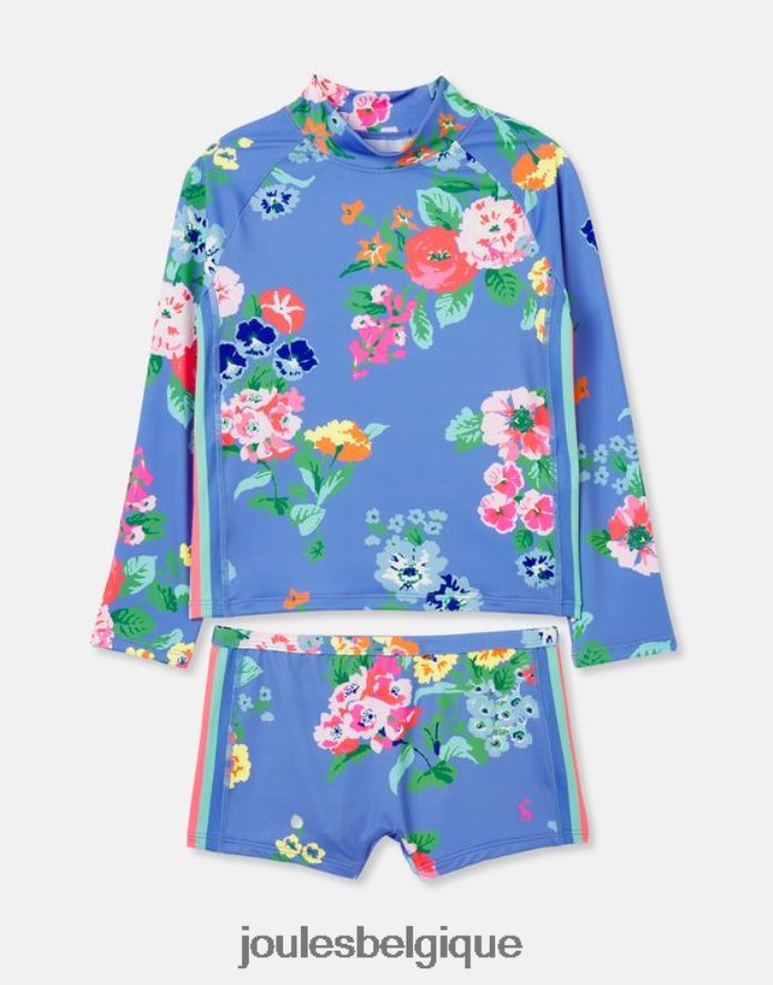 bleu fleuri ensemble gilet anti-éruption cutanée et malle en bord de plage filles vêtements Joules ND0H6T291