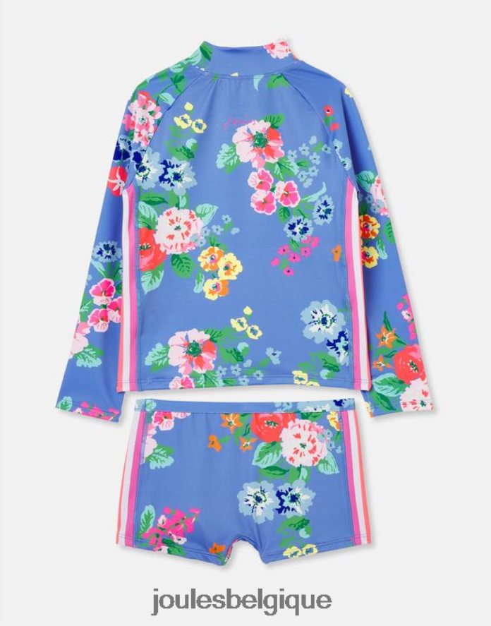 bleu fleuri ensemble gilet anti-éruption cutanée et malle en bord de plage filles vêtements Joules ND0H6T291