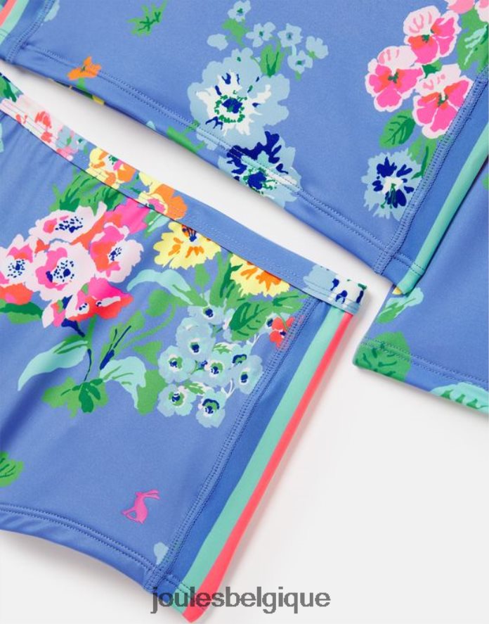 bleu fleuri ensemble gilet anti-éruption cutanée et malle en bord de plage filles vêtements Joules ND0H6T291