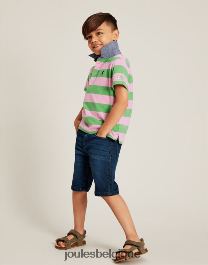bande rose verte polo en jersey à rayures ozzy 2-12 ans garçons vêtements Joules ND0H6T337