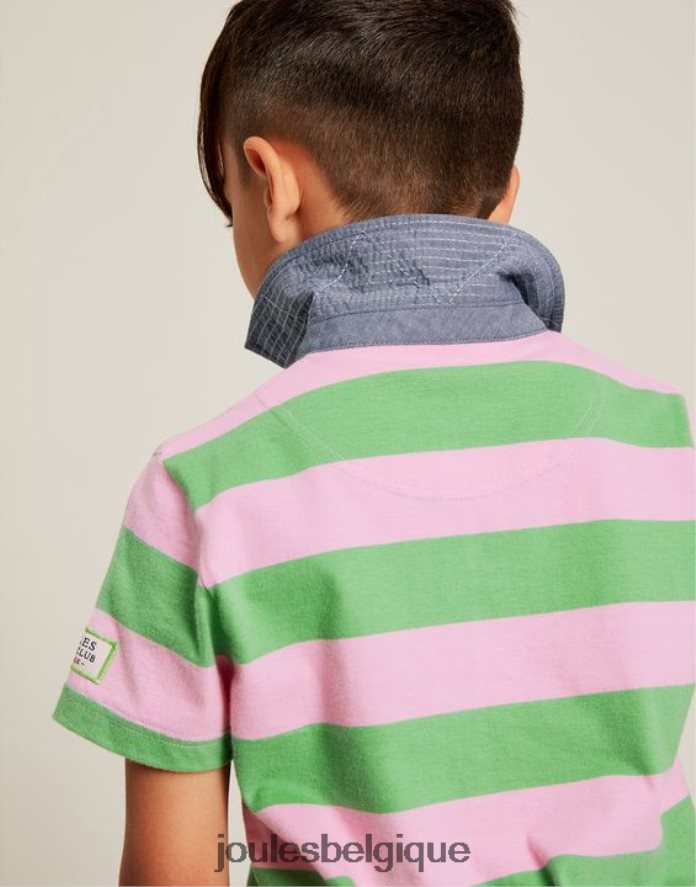 bande rose verte polo en jersey à rayures ozzy 2-12 ans garçons vêtements Joules ND0H6T337