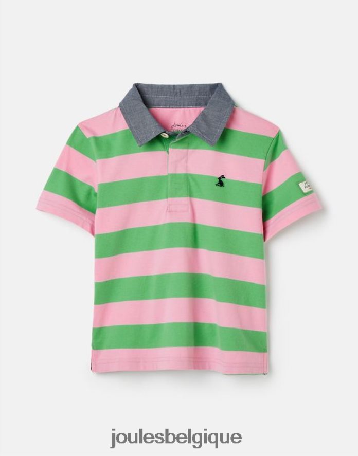 bande rose verte polo en jersey à rayures ozzy 2-12 ans garçons vêtements Joules ND0H6T337