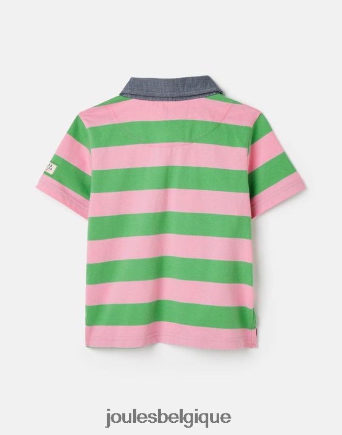 bande rose verte polo en jersey à rayures ozzy 2-12 ans garçons vêtements Joules ND0H6T337