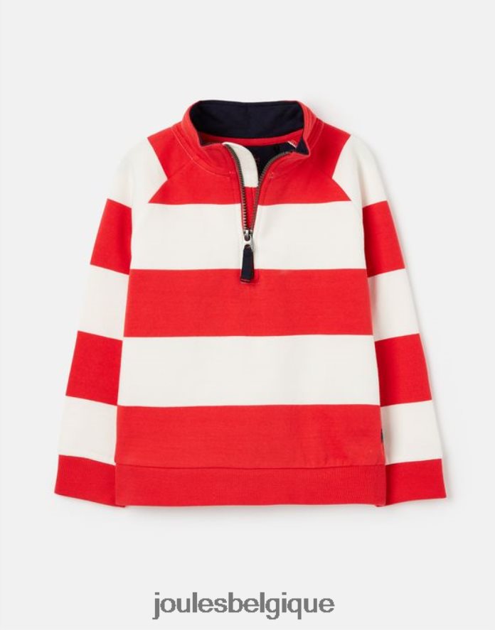 bande rouge melon sweat 1/2 zip rayé finn 2-12 ans garçons vêtements Joules ND0H6T361