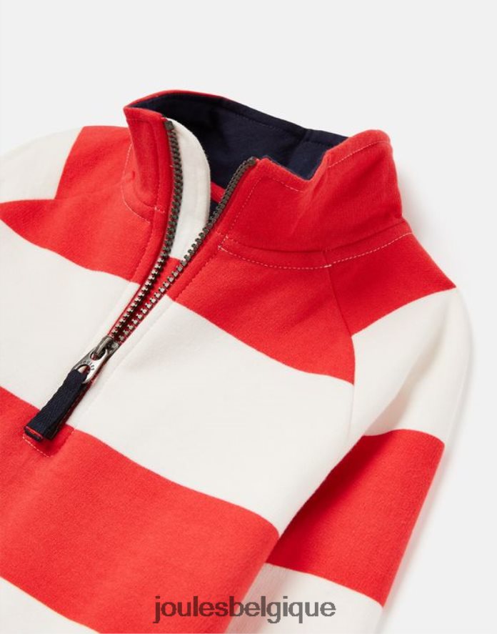 bande rouge melon sweat 1/2 zip rayé finn 2-12 ans garçons vêtements Joules ND0H6T361